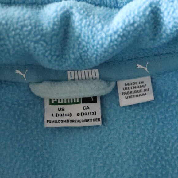 Puma‎ Girls Kids Sz Lrg (10/12) Blue Colorblock Two-Tone Fleece Pullover Sweater - Picture 9 of 11